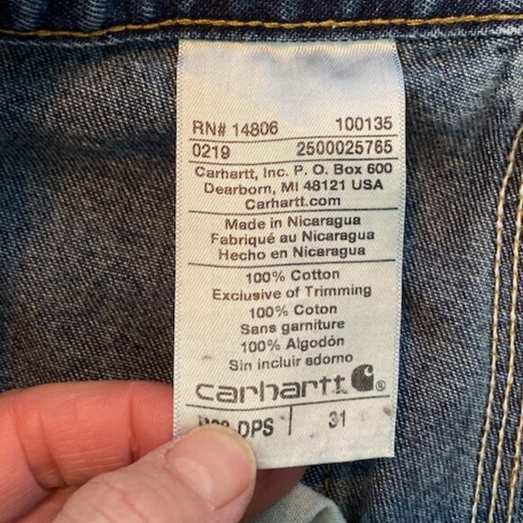 Men's Carhartt Denim Carpenter‎ Shorts Size 31 - Picture 3 of 6